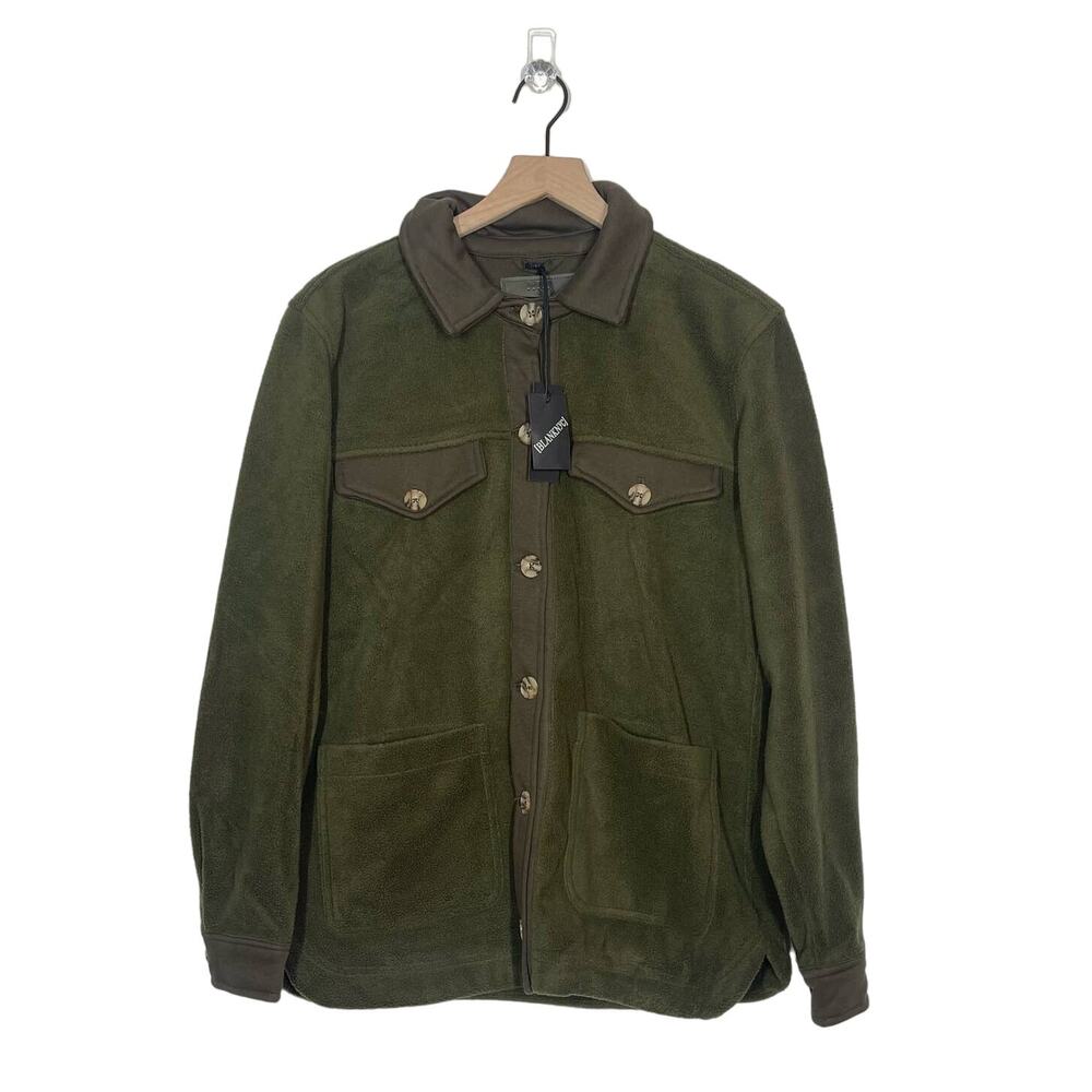 NEW Blank NYC Fleece Shacket Jacket Women's SZ Medium Green Button Front Pockets